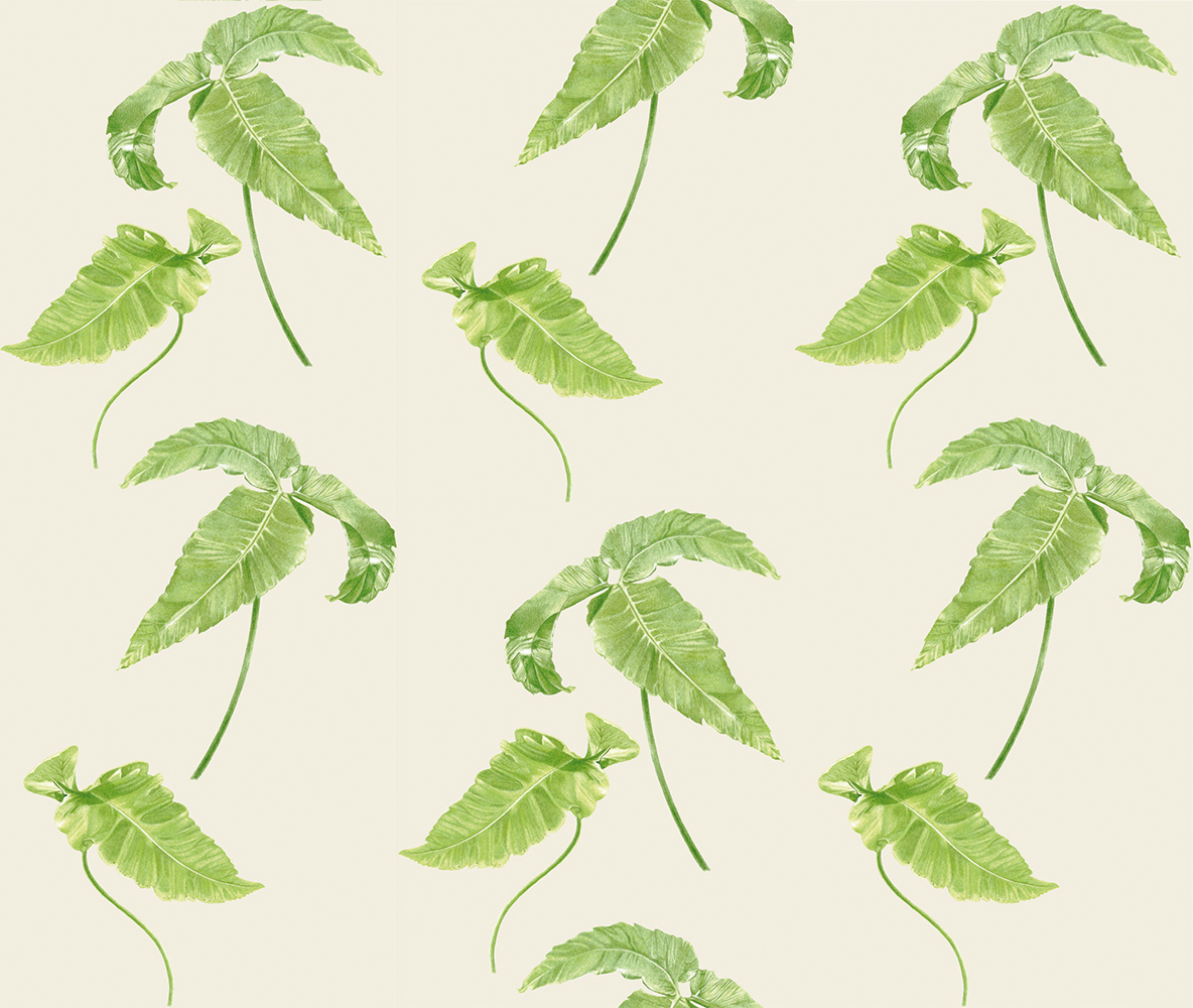 Simple fern creme fabric design including imagery from my Dryopteris sieboldii painting