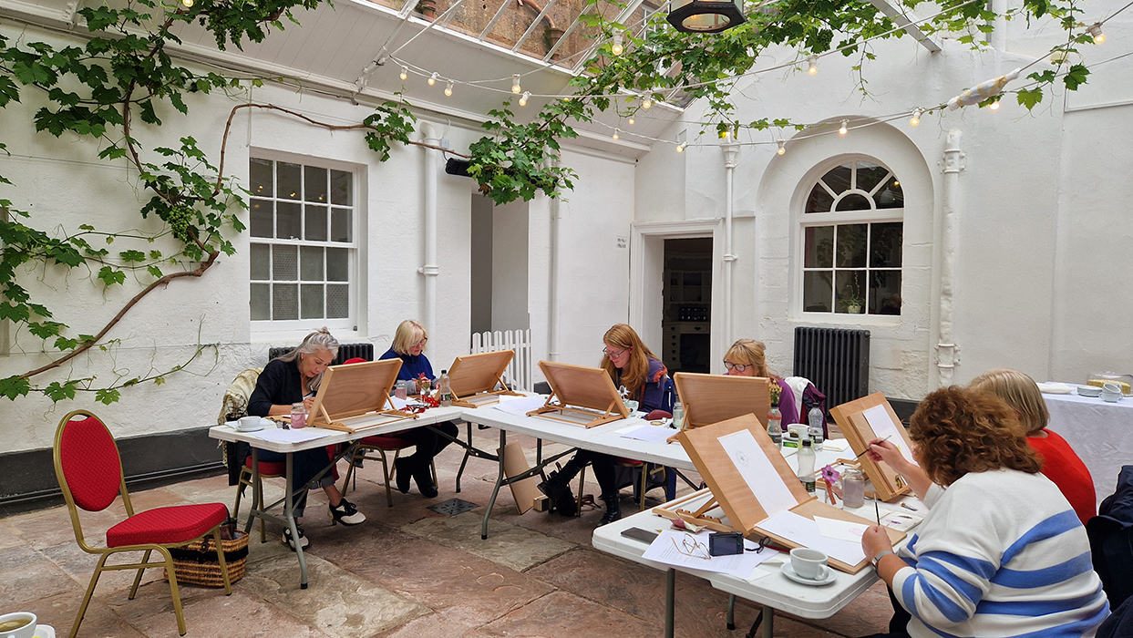 Netherby Hall Orangery, with a botanical illustration class lead by Marianne Hazlewood